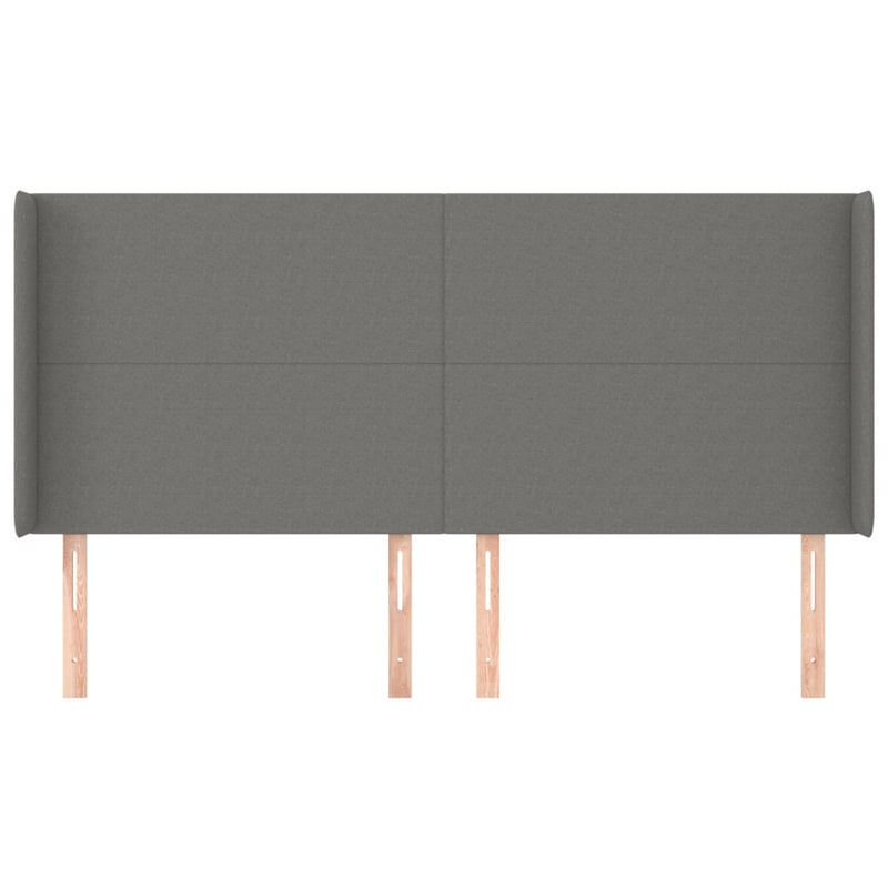 vidaXL sötétszürke szövet fejtámla szárnyakkal 163x16x118/128 cm
