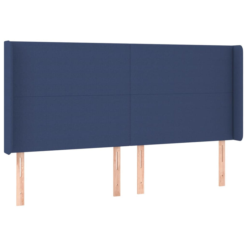 vidaXL kék szövet fejtámla szárnyakkal 163x16x118/128 cm