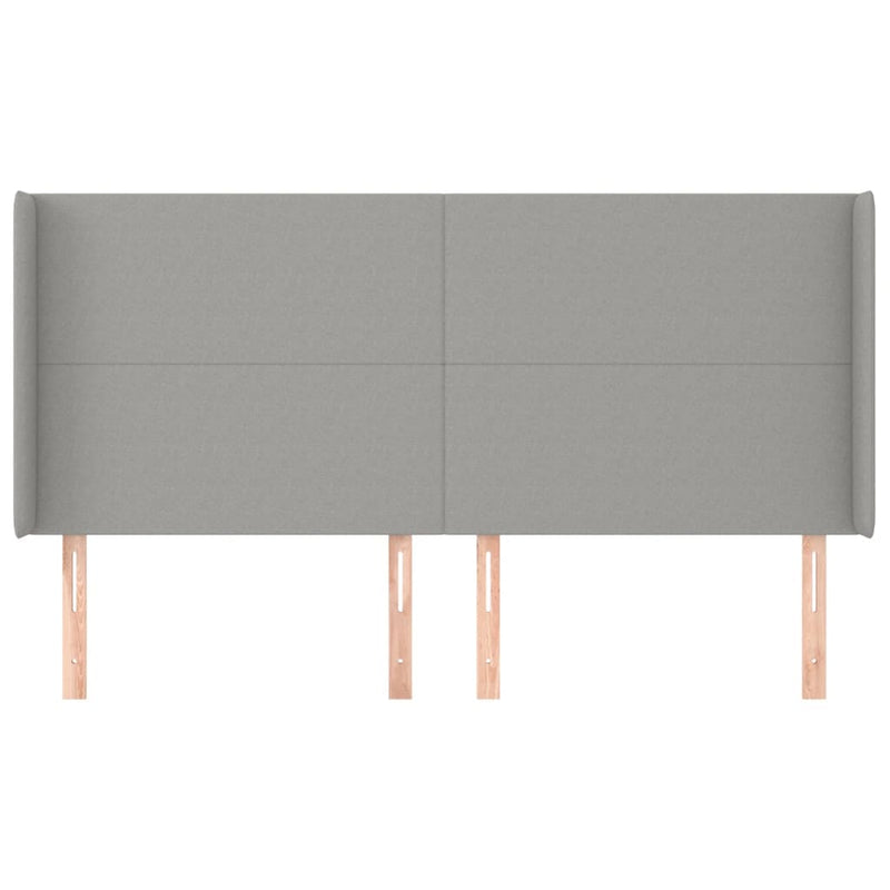 vidaXL világosszürke szövet fejtámla szárnyakkal 183x16x118/128 cm