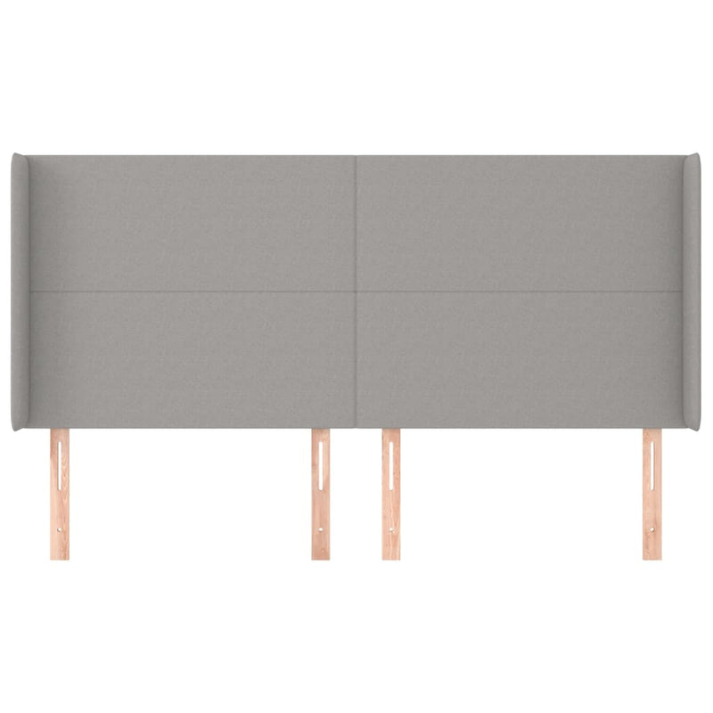 vidaXL világosszürke szövet fejtámla szárnyakkal 203x16x118/128 cm
