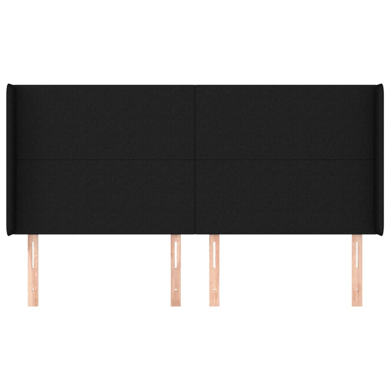 vidaXL fekete szövet fejtámla szárnyakkal 203x16x118/128 cm