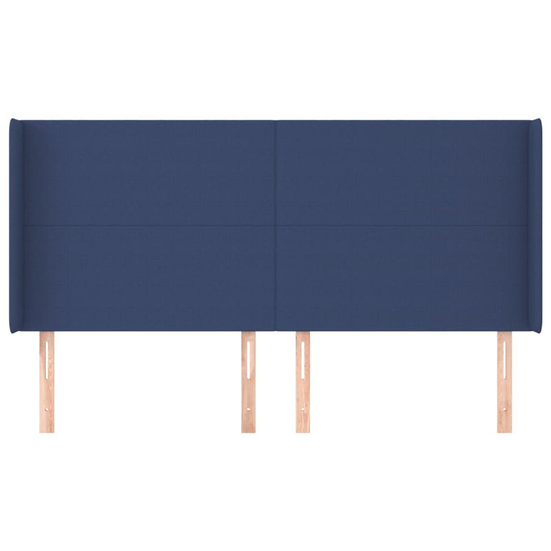 vidaXL kék szövet fejtámla szárnyakkal 203x16x118/128 cm