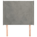 vidaXL világosszürke bársony fejtámla szárnyakkal 83x16x118/128 cm