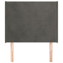 vidaXL sötétszürke bársony fejtámla szárnyakkal 83x16x118/128 cm