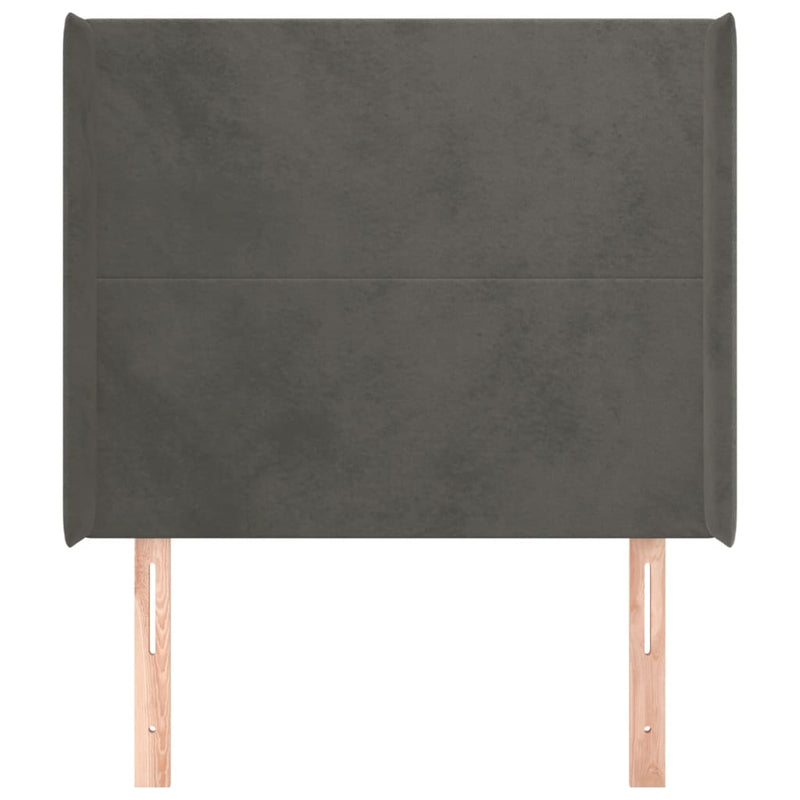vidaXL sötétszürke bársony fejtámla szárnyakkal 83x16x118/128 cm
