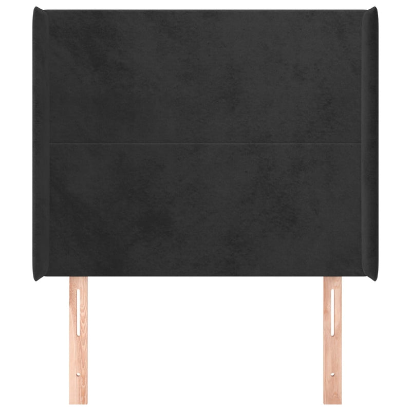 vidaXL fekete bársony fejtámla szárnyakkal 83x16x118/128 cm