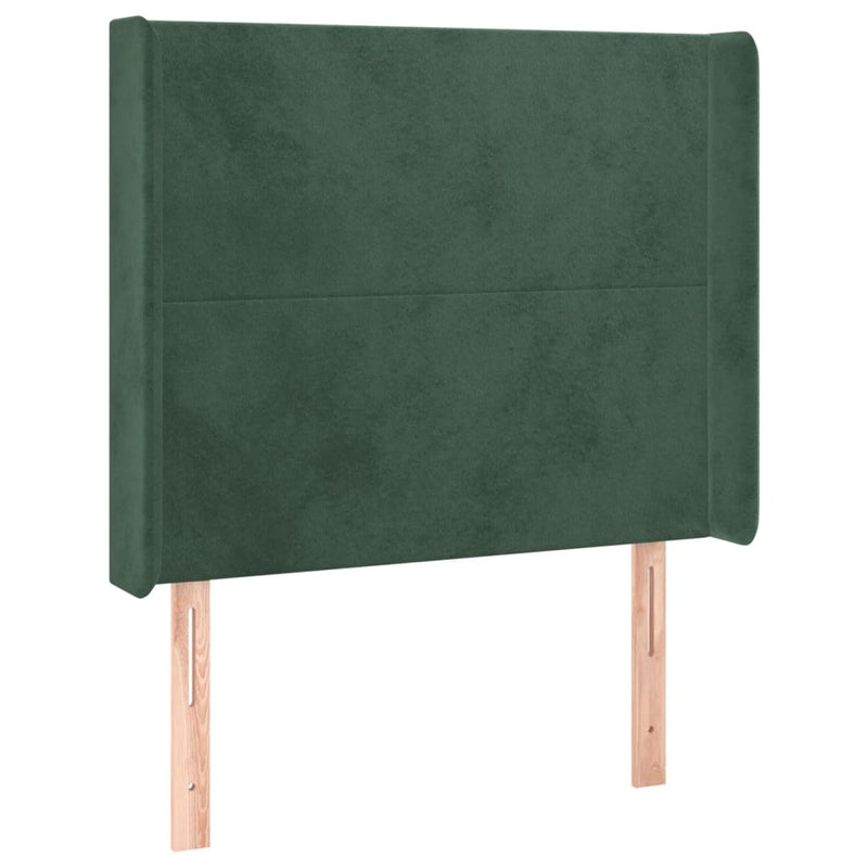 vidaXL sötétzöld bársony fejtámla szárnyakkal 83x16x118/128 cm