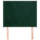 vidaXL sötétzöld bársony fejtámla szárnyakkal 83x16x118/128 cm