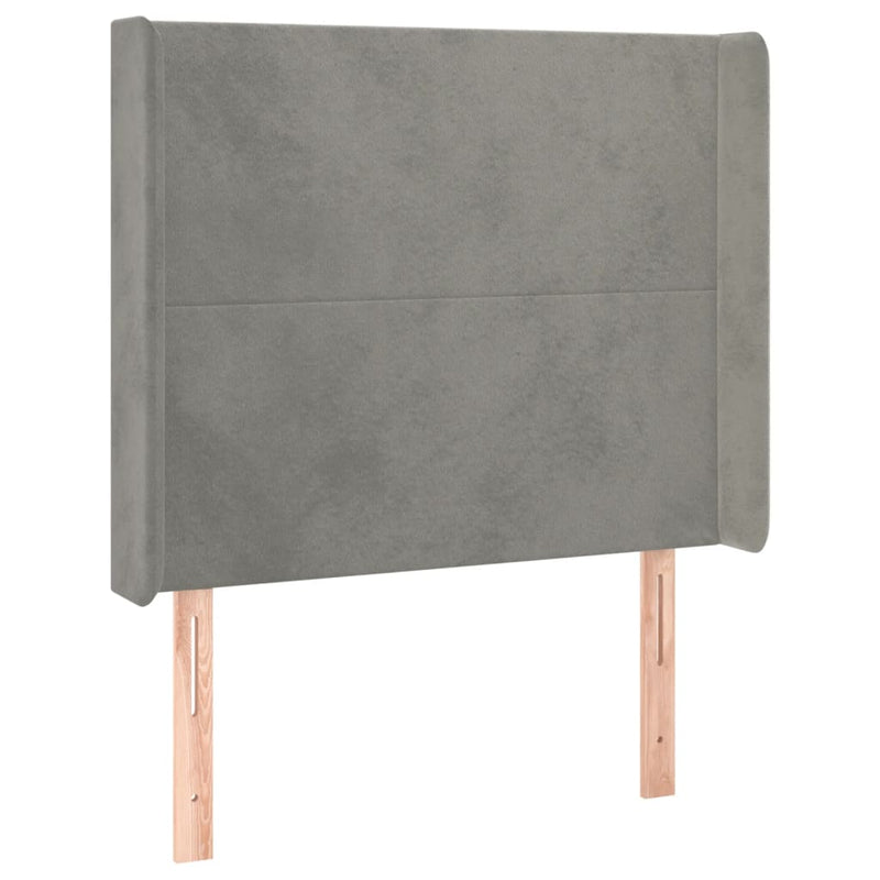 vidaXL világosszürke bársony fejtámla szárnyakkal 93x16x118/128 cm