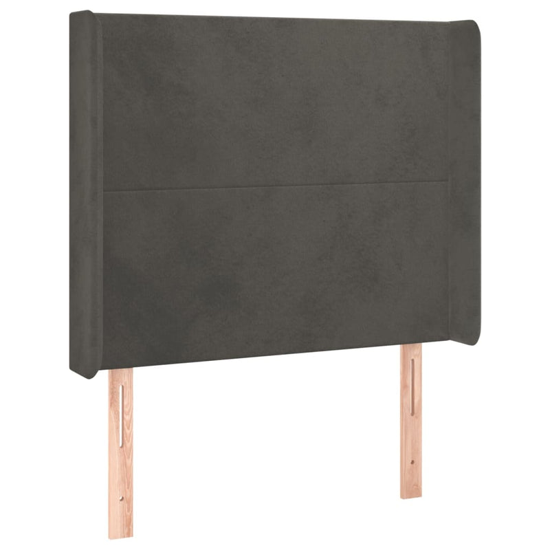 vidaXL sötétszürke bársony fejtámla szárnyakkal 93x16x118/128 cm