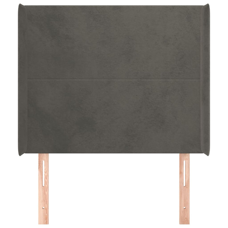vidaXL sötétszürke bársony fejtámla szárnyakkal 93x16x118/128 cm