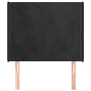 vidaXL fekete bársony fejtámla szárnyakkal 93x16x118/128 cm