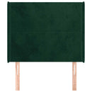 vidaXL sötétzöld bársony fejtámla szárnyakkal 93x16x118/128 cm