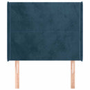 vidaXL sötétkék bársony fejtámla szárnyakkal 203x23x118/128 cm