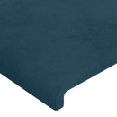 vidaXL sötétkék bársony fejtámla szárnyakkal 203x23x118/128 cm