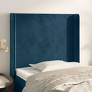 vidaXL sötétkék bársony fejtámla szárnyakkal 203x23x118/128 cm