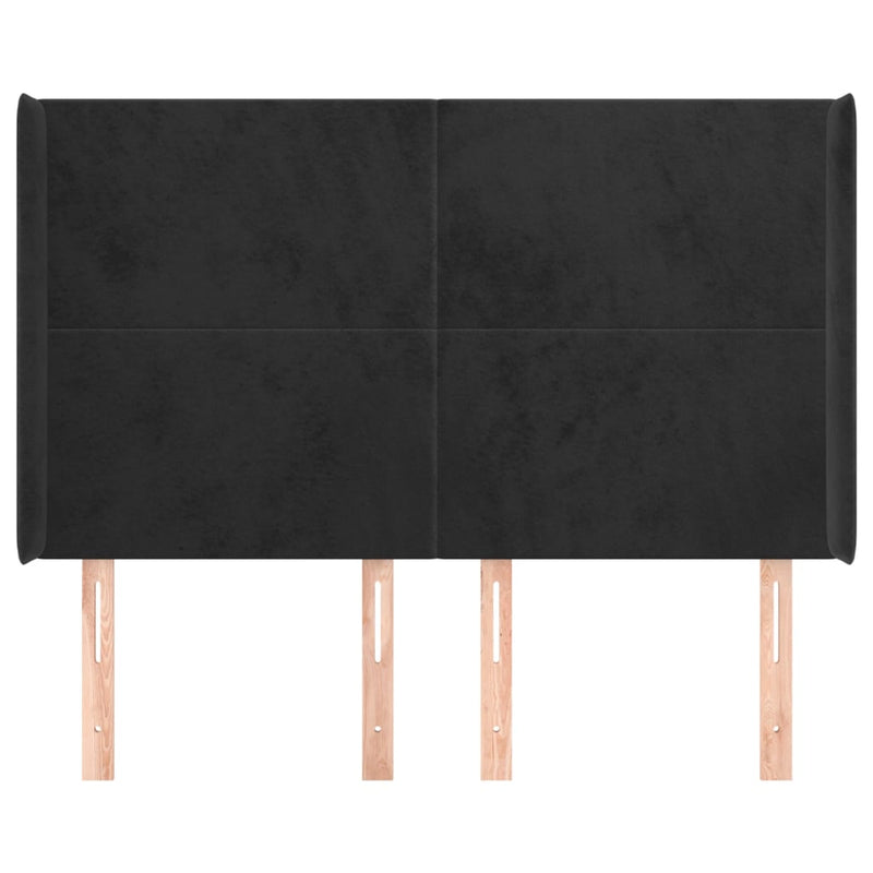 vidaXL fekete bársony fejtámla szárnyakkal 147x16x118/128 cm