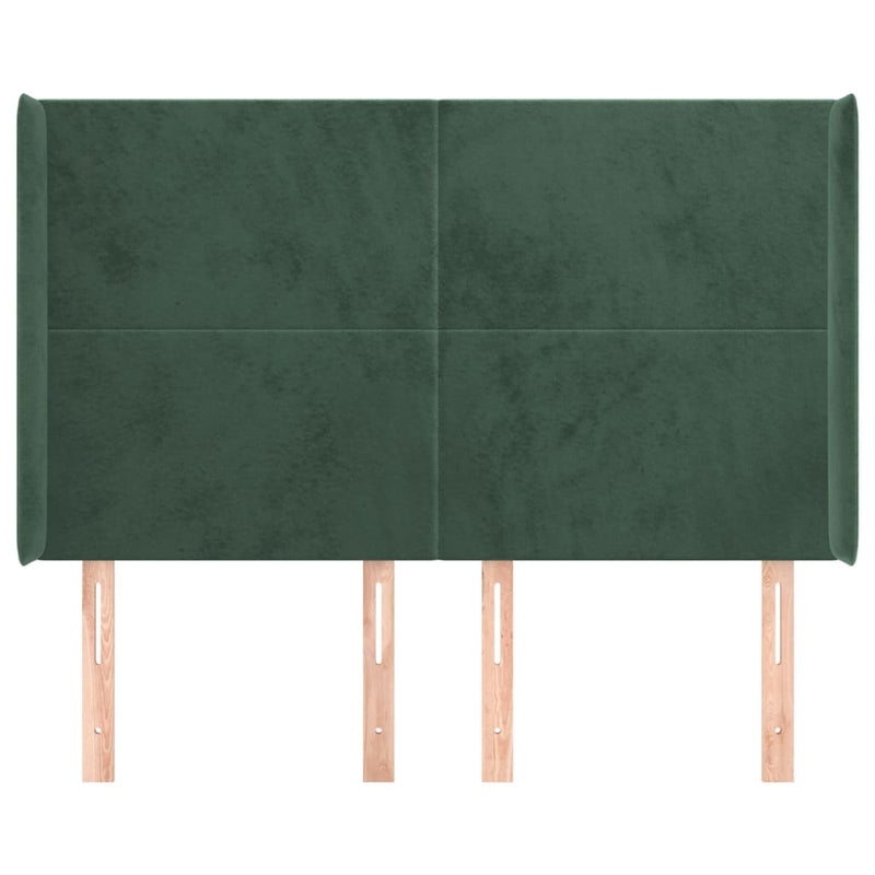 vidaXL zöld bársony fejtámla szárnyakkal 147x16x118/128 cm