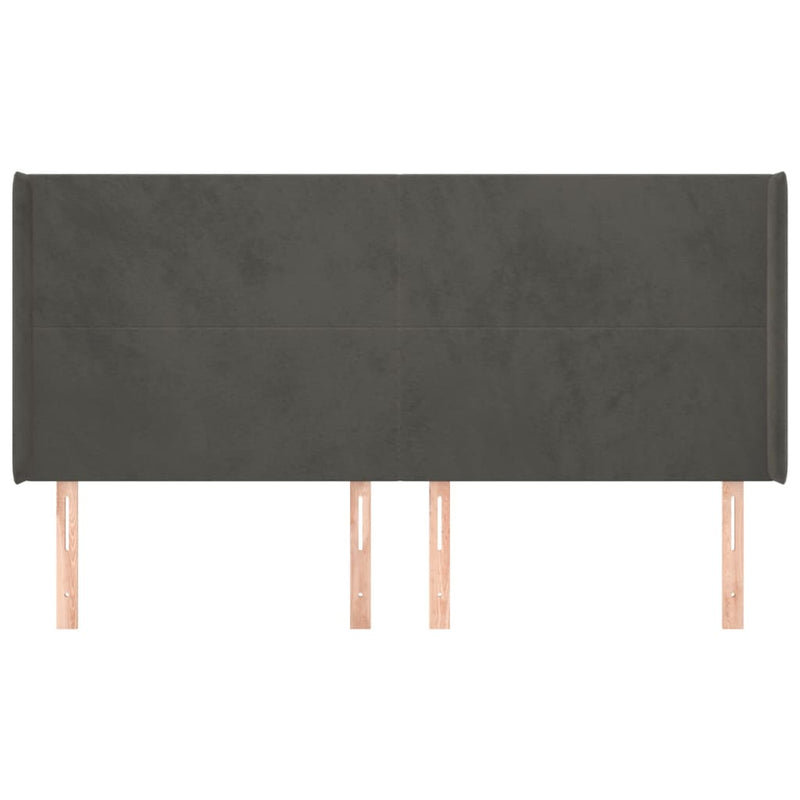 vidaXL sötétszürke bársony fejtámla szárnyakkal 163x16x118/128 cm
