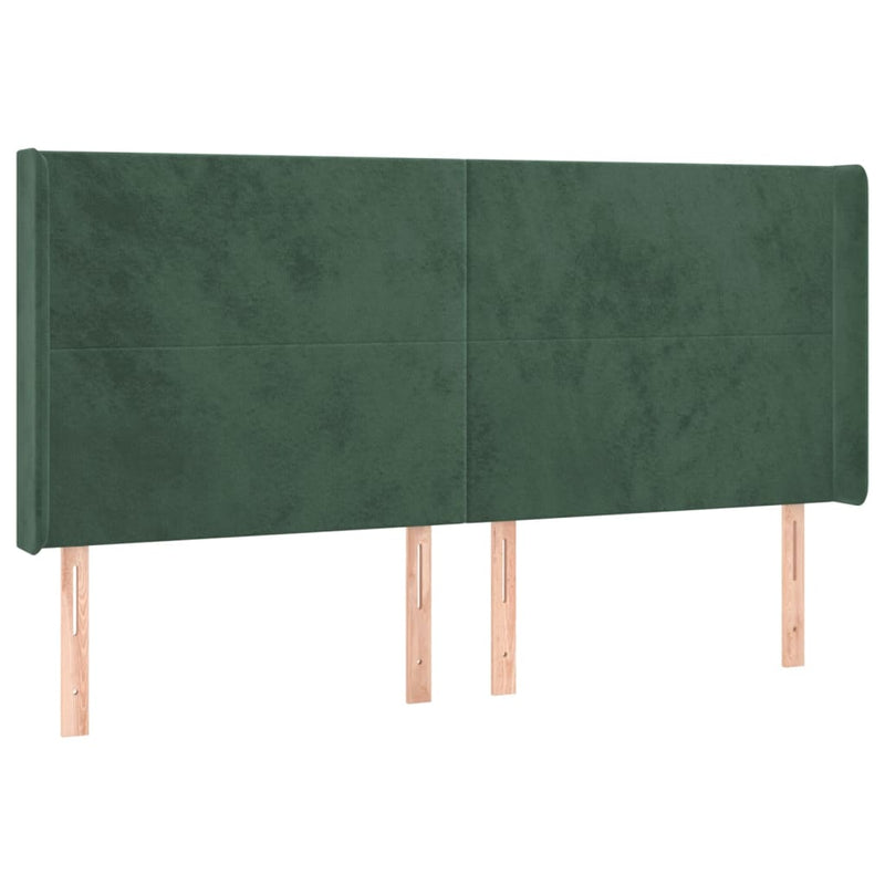 vidaXL zöld bársony fejtámla szárnyakkal 163x16x118/128 cm