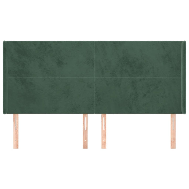 vidaXL zöld bársony fejtámla szárnyakkal 163x16x118/128 cm