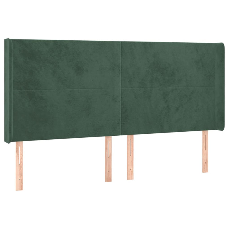 vidaXL zöld bársony fejtámla szárnyakkal 183x16x118/128 cm