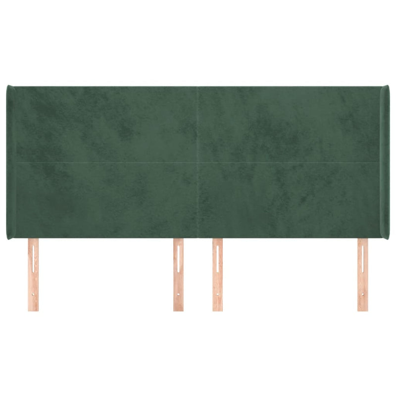 vidaXL zöld bársony fejtámla szárnyakkal 183x16x118/128 cm