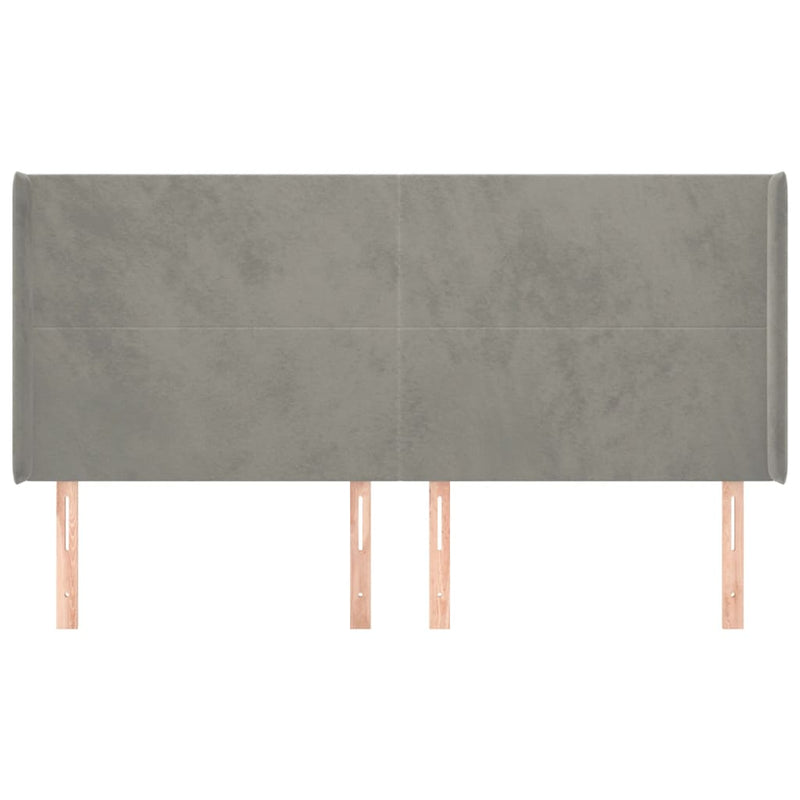 vidaXL világosszürke bársony fejtámla szárnyakkal 203x16x118/128 cm