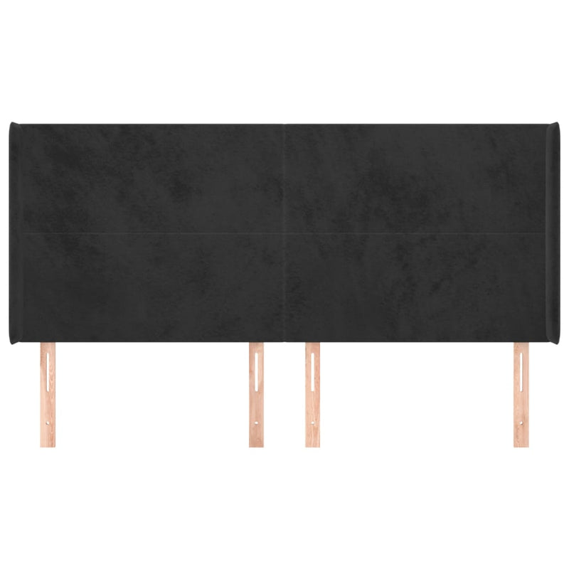 vidaXL fekete bársony fejtámla szárnyakkal 203x16x118/128 cm
