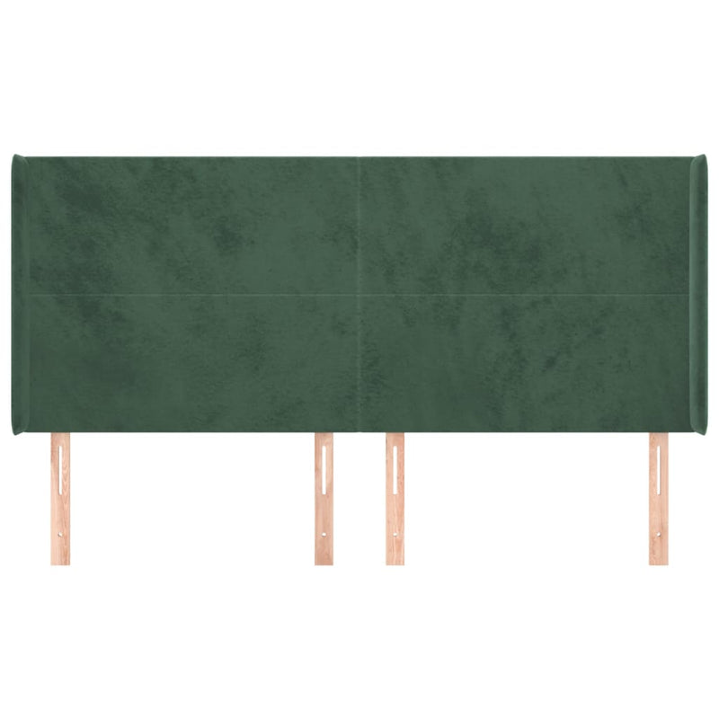 vidaXL zöld bársony fejtámla szárnyakkal 203x16x118/128 cm