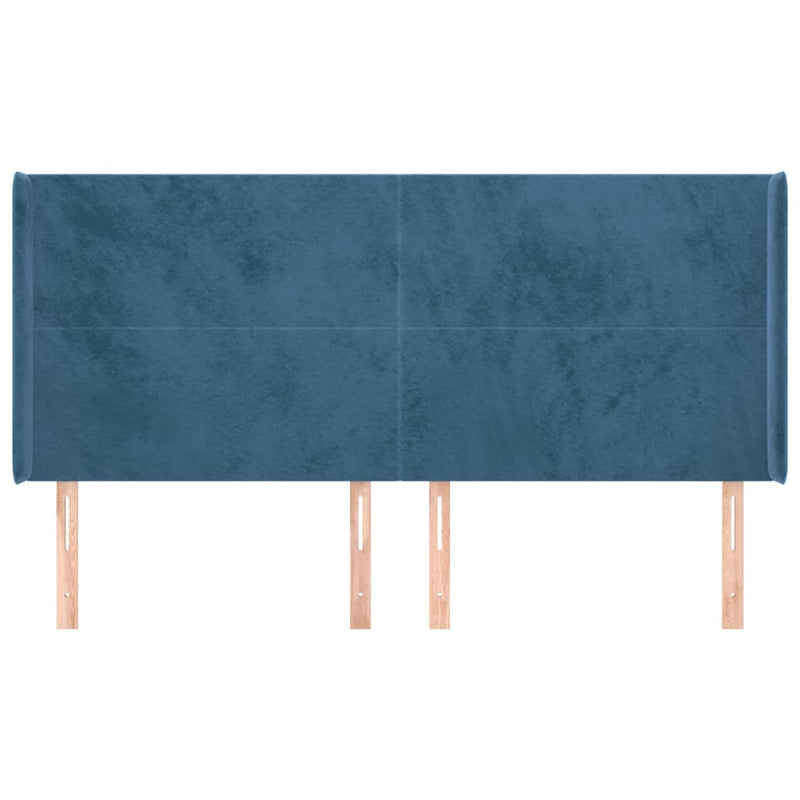 vidaXL kék bársony fejtámla szárnyakkal 203x16x118/128 cm