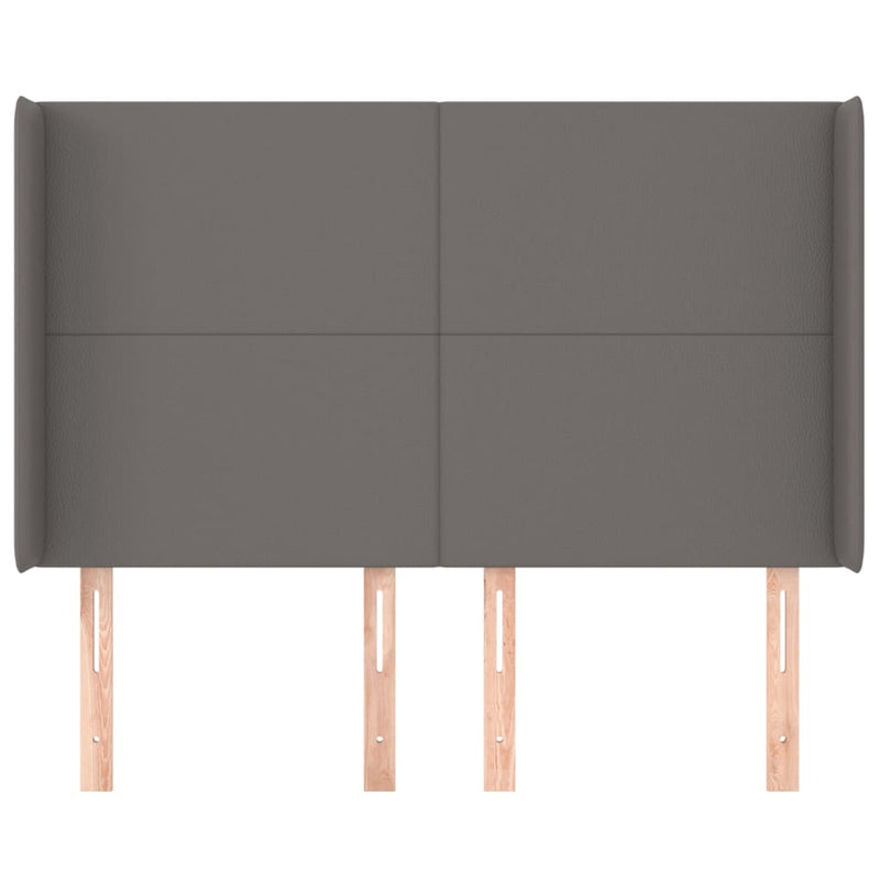 vidaXL szürke műbőr fejtámla szárnyakkal 147x16x118/128 cm