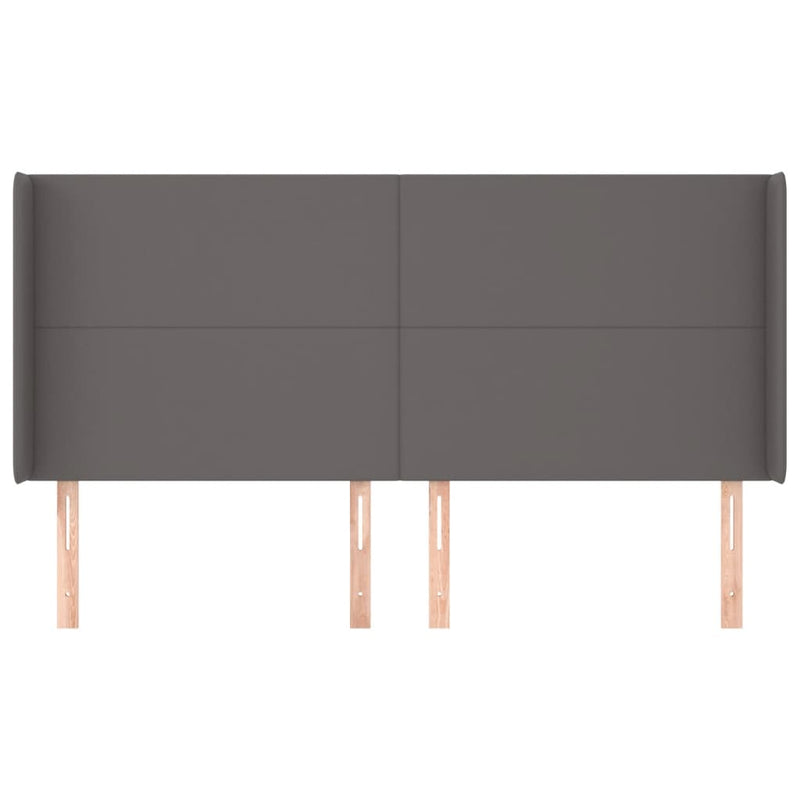 vidaXL szürke műbőr fejtámla szárnyakkal 183x16x118/128 cm