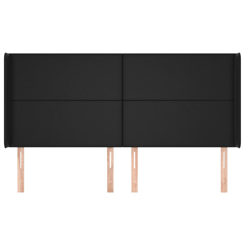 vidaXL fekete műbőr fejtámla szárnyakkal 203x16x118/128 cm
