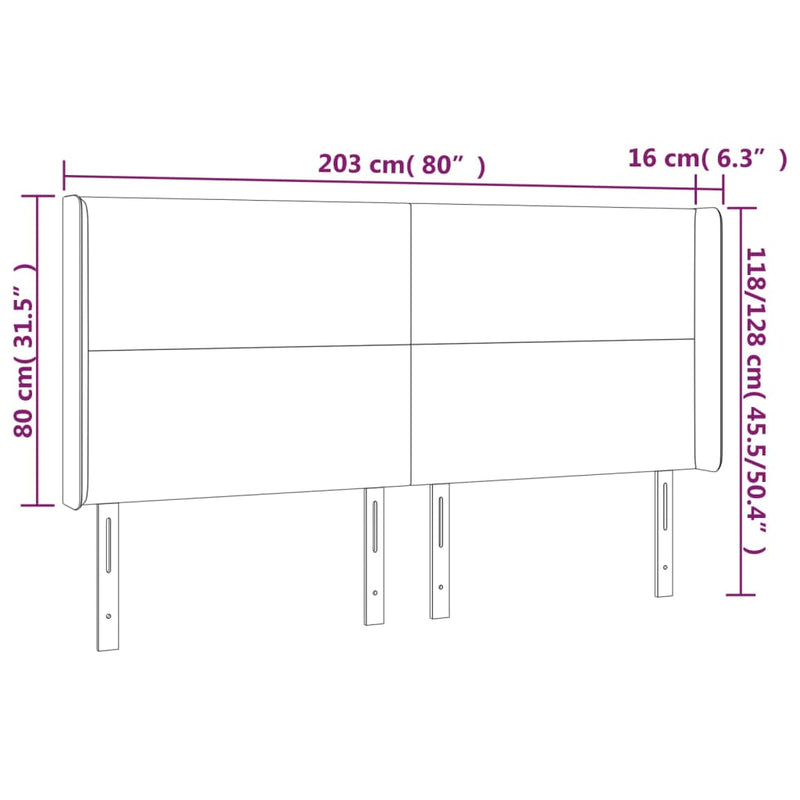 vidaXL krémszínű műbőr fejtámla szárnyakkal 203x16x118/128 cm