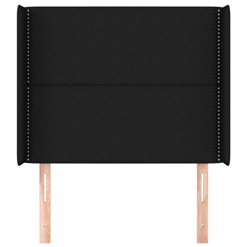 vidaXL fekete szövet fejtámla szárnyakkal 83x16x118/128 cm