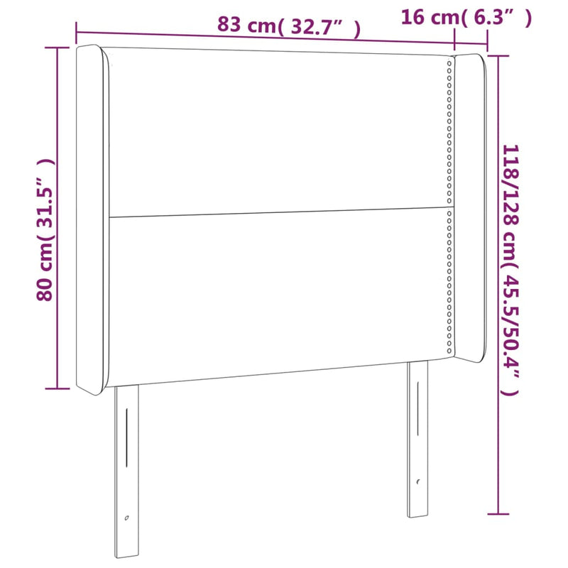 vidaXL krémszínű szövet fejtámla szárnyakkal 83x16x118/128 cm