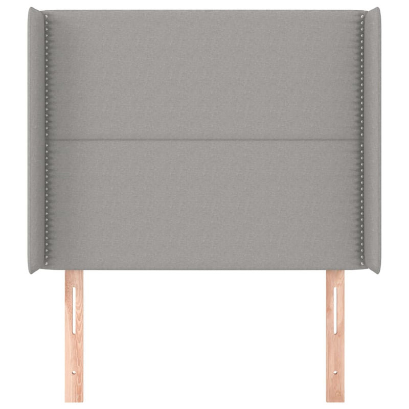 vidaXL világosszürke szövet fejtámla szárnyakkal 93x16x118/128 cm