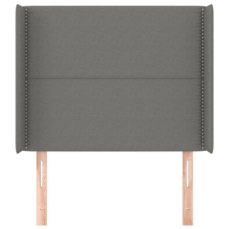 vidaXL sötétszürke szövet fejtámla szárnyakkal 93x16x118/128 cm