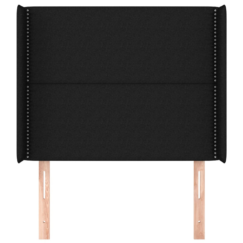 vidaXL fekete szövet fejtámla szárnyakkal 103x16x118/128 cm