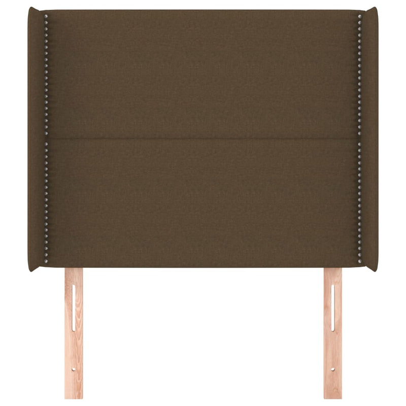 vidaXL sötétbarna szövet fejtámla szárnyakkal 103x16x118/128 cm