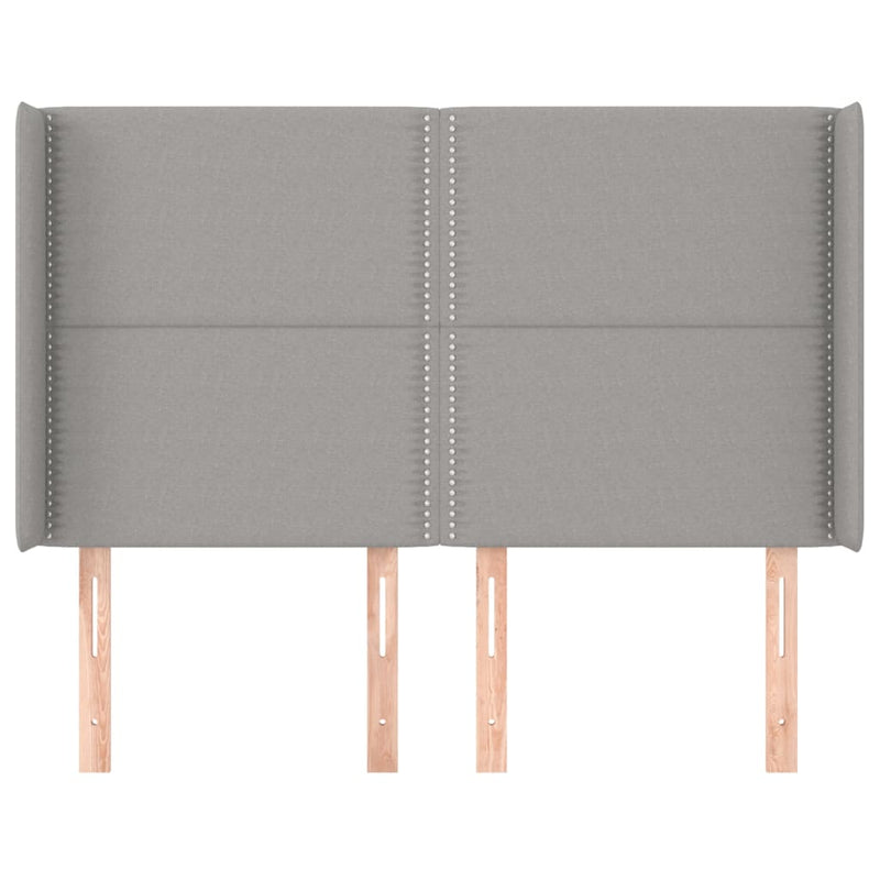 vidaXL világosszürke szövet fejtámla szárnyakkal 147x16x118/128 cm