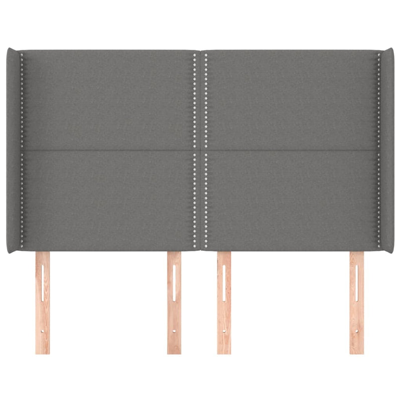 vidaXL sötétszürke szövet fejtámla szárnyakkal 147x16x118/128 cm