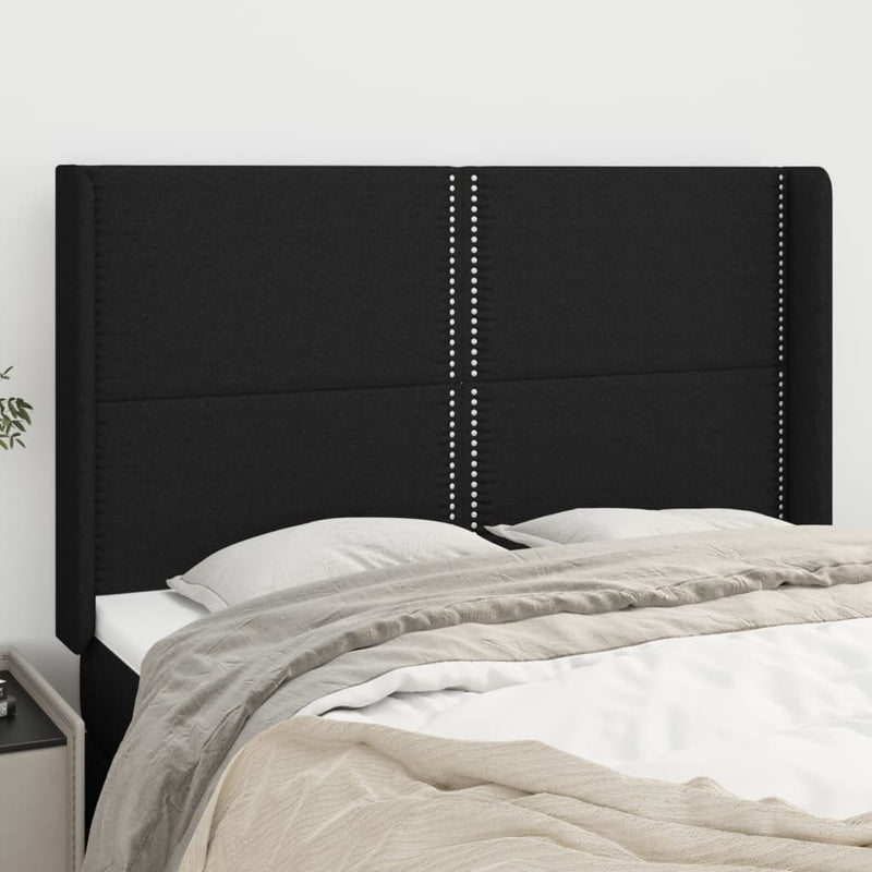 vidaXL fekete szövet fejtámla szárnyakkal 147x16x118/128 cm