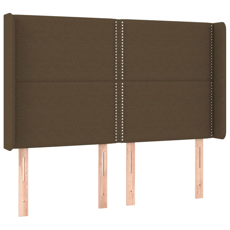 vidaXL sötétbarna szövet fejtámla szárnyakkal 147x16x118/128 cm