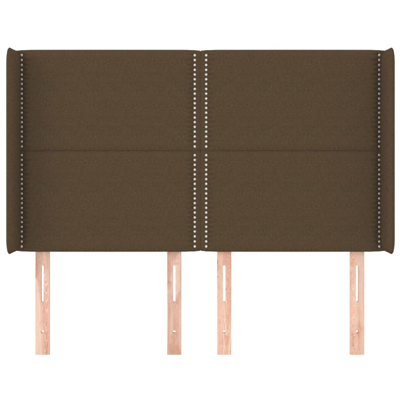 vidaXL sötétbarna szövet fejtámla szárnyakkal 147x16x118/128 cm