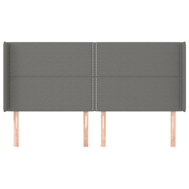 vidaXL sötétszürke szövet fejtámla szárnyakkal 163x16x118/128 cm