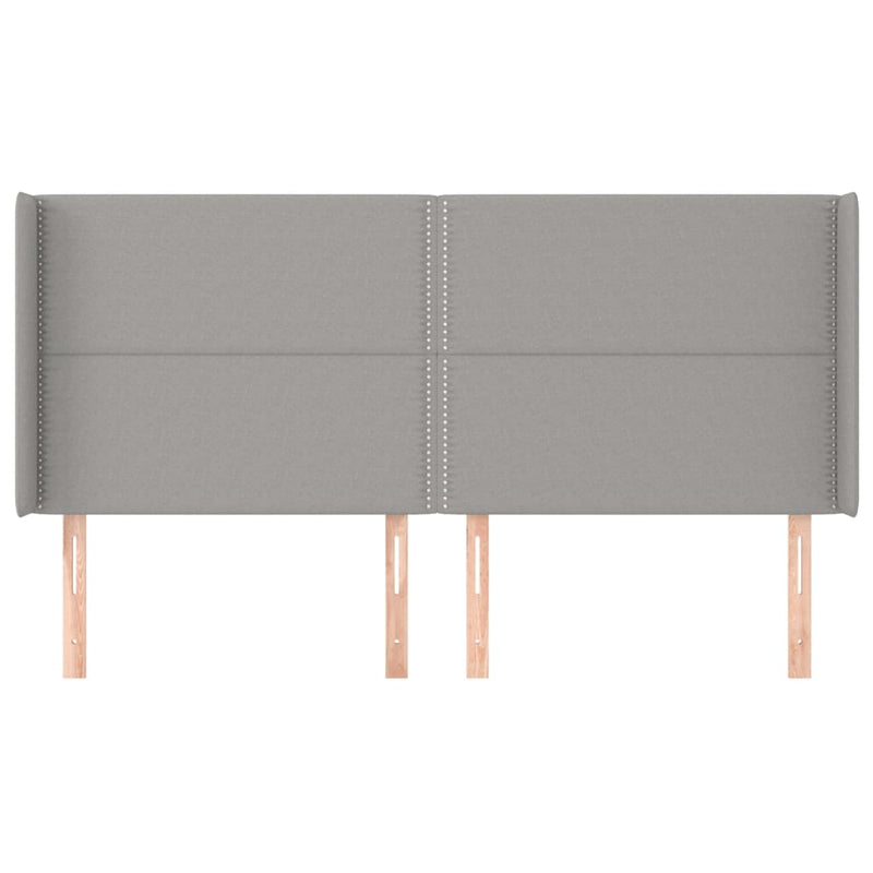 vidaXL világosszürke szövet fejtámla szárnyakkal 183x16x118/128 cm