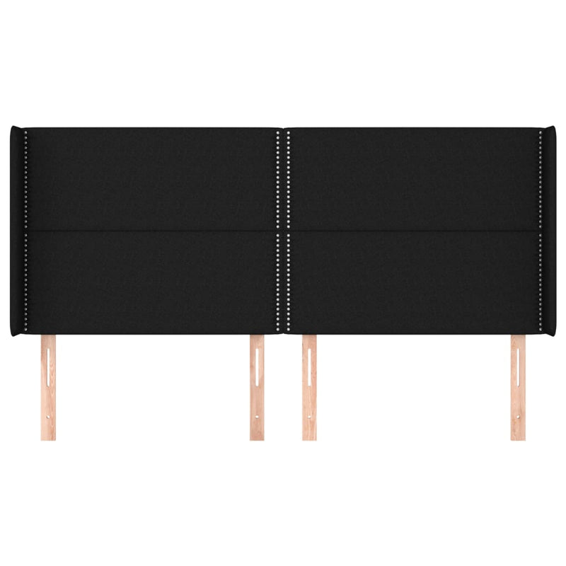 vidaXL fekete szövet fejtámla szárnyakkal 203x16x118/128 cm