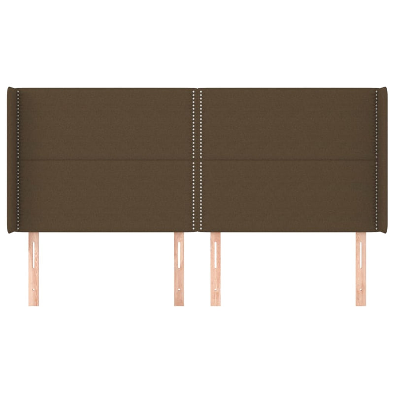 vidaXL sötétbarna szövet fejtámla szárnyakkal 203x16x118/128 cm